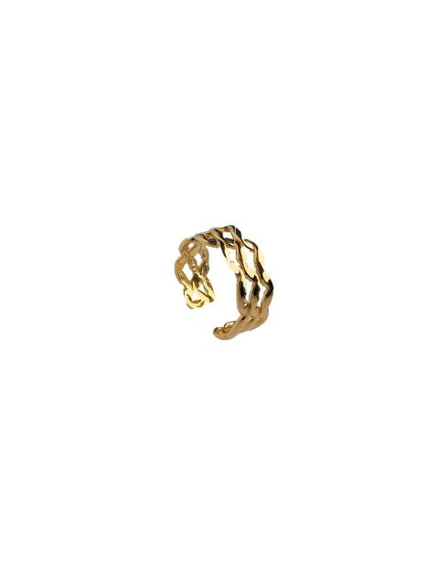 Anillo de cintura ondulado de acero inoxidable dorado