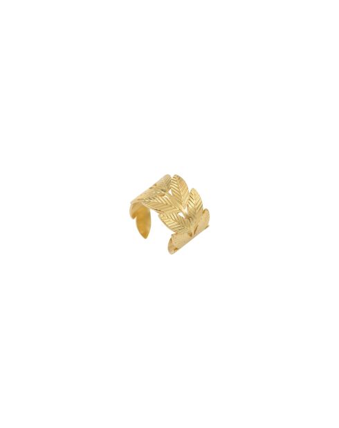 Anillo de cintura dorado con forma de hoja de acero inoxidable