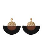 Orecchini Victory in acciaio inossidabile con frange in cotone tinto oro/nero
