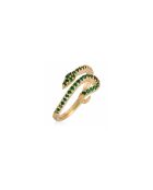 Verstelbare ring met slang in groen messing