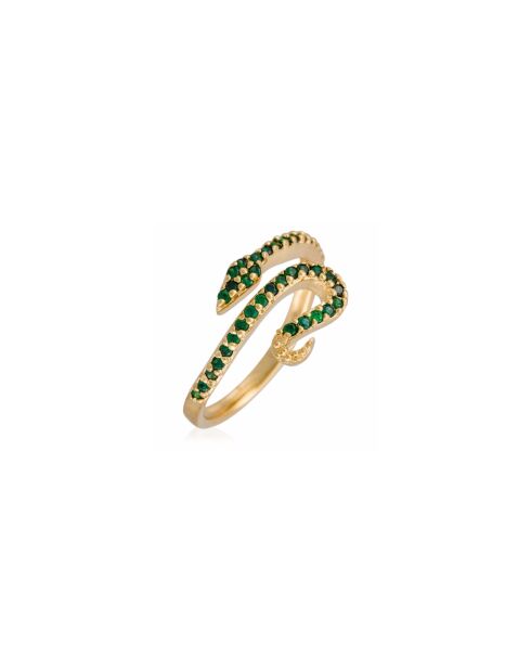 Anillo ajustable con forma de serpiente en latón verde