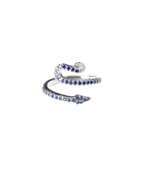 Anillo ajustable Snake en plata azul