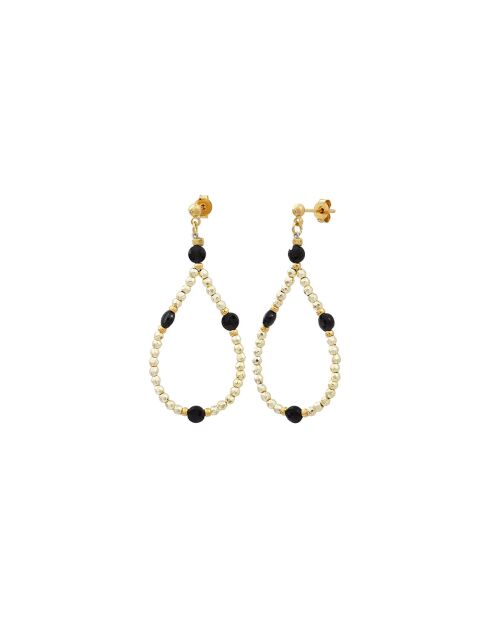 Boucles d'oreilles Amanté en laiton dorées noirs