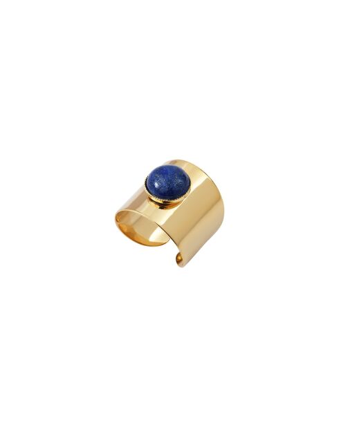 Anillo ajustable minimalista en latón azul