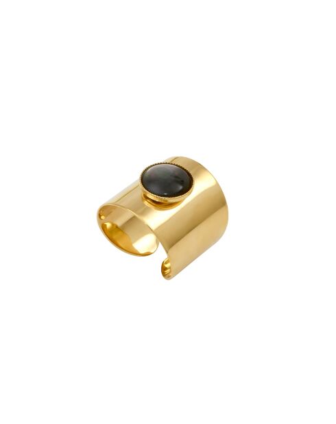 Anello regolabile minimale in ottone grigio