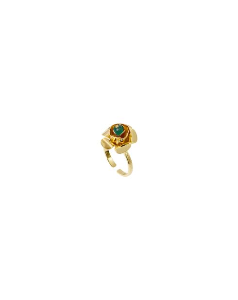 Anillo ajustable Frida de latón verde