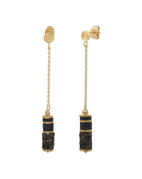 Boucles d'oreilles Finerock en laiton dorées noirs