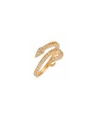 Anello regolabile Snake in ottone bianco