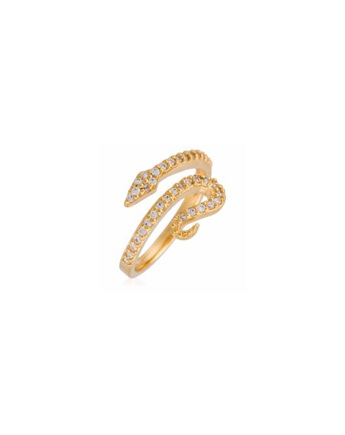 Anello regolabile Snake in ottone bianco