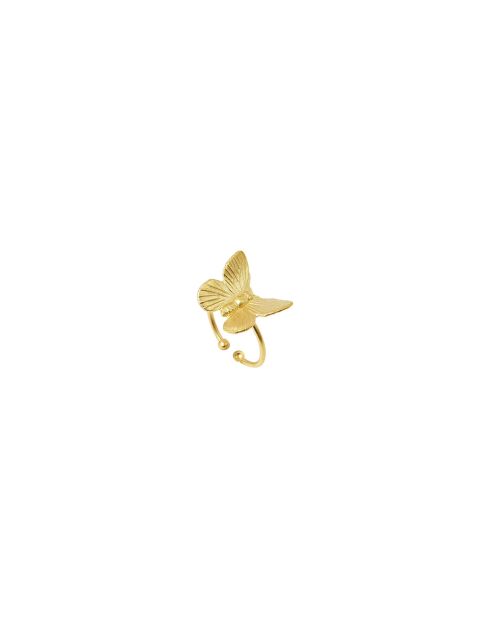Anillo ajustable con forma de mariposa en latón dorado