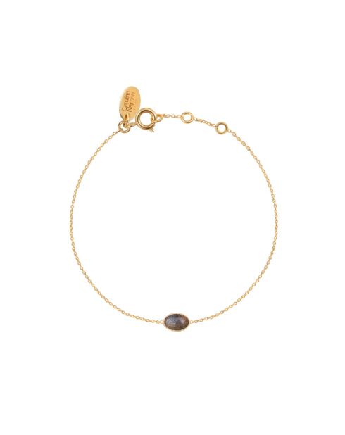 Pulsera ovalada Cab de latón gris