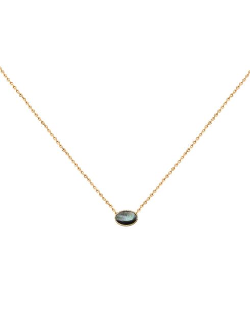 Collar ovalado Cab de latón gris