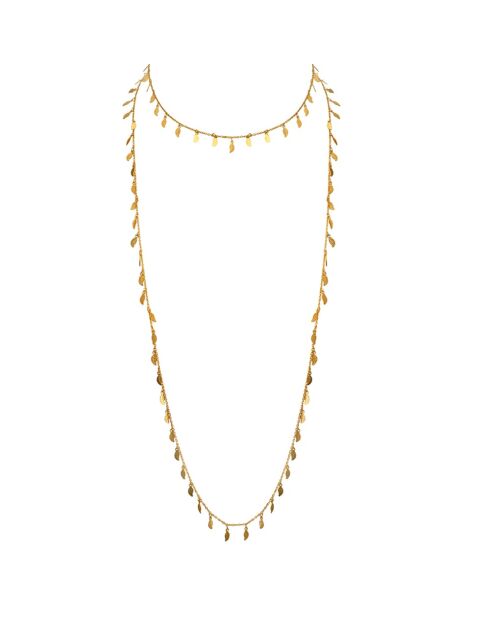 Collar de hojas de latón dorado