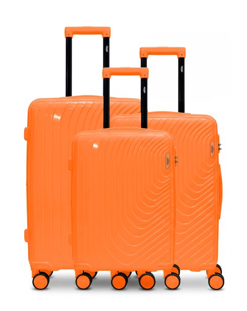 Lot de 3 valises cabine S grand format, weekend et cabine Hydra orange