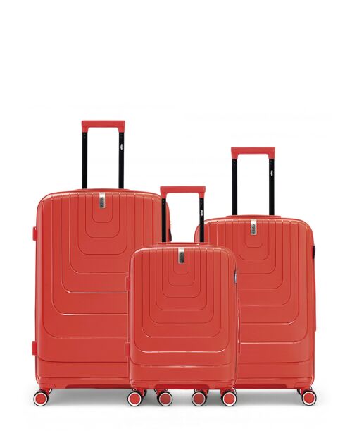 Lot de 3 valises cabine S grand format, weekend et cabine Galina orange