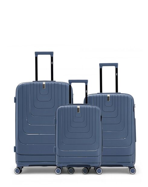 Lot de 3 valises cabine S grand format, weekend et cabine Galina bleu