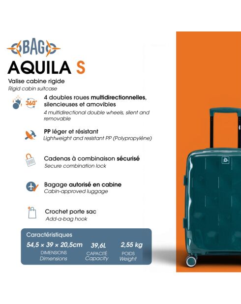 Valise cabine S Aquila vert fonce - 54,50 x 39 x 20,50 cm