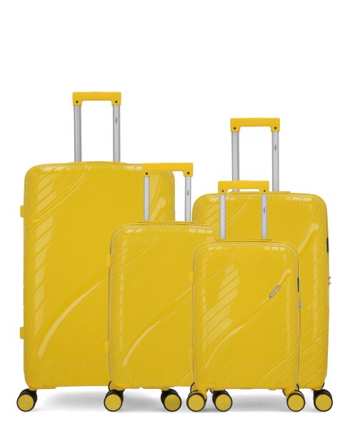 Lot de 4 valises cabine S grand format, weekend, cabine et cabine XS Lyra jaune