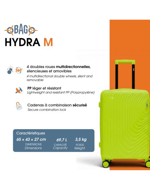 Valise Moyen Séjour weekend M Hydra corail - 65 x 43 x 27 cm