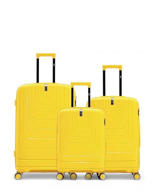 Lot de 3 valises cabine S grand format, weekend et cabine Galina jaune