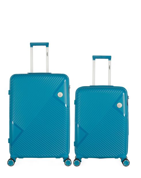 Lot de 2 valises cabine S grand format et weekend CASSIOPEE bleu paon