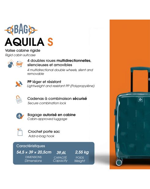 Valise cabine S Aquila bleu fonce - 54,50 x 39 x 20,50 cm