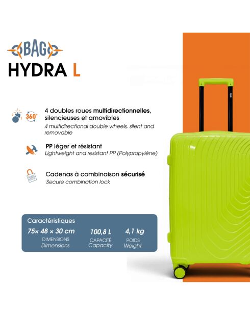 Valise Long Séjour grand format L Hydra vert - 75 x 48 x 30 cm