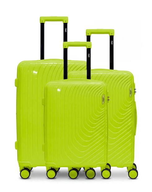 Lot de 3 valises cabine S grand format, weekend et cabine Hydra vert