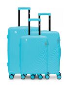 Lot de 3 valises cabine S grand format, weekend et cabine Hydra bleu ciel