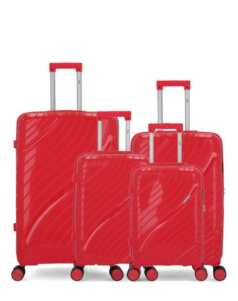 Lot de 4 valises cabine S grand format, weekend, cabine et cabine XS Lyra rouge