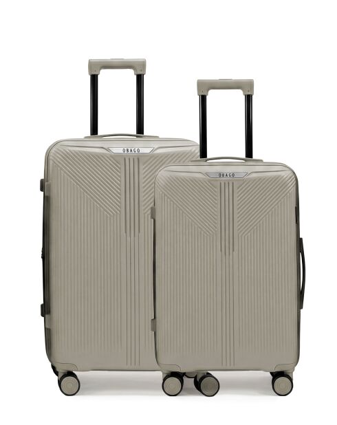 Lot de 2 valises cabine S grand format et weekend Eridan gris clair