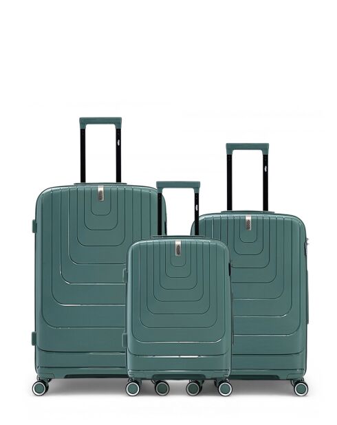 Lot de 3 valises cabine S grand format, weekend et cabine Galina vert