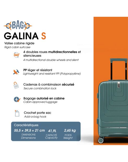 Valise cabine S Galina bleu - 55,50 x 39,50 x 21 cm