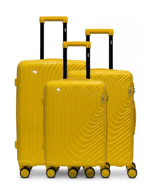 Lot de 3 valises cabine S grand format, weekend et cabine Hydra jaune