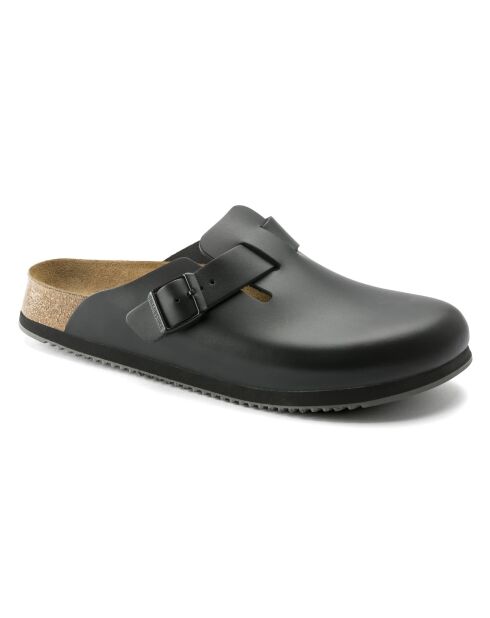 Sabots en cuir Boston noirs