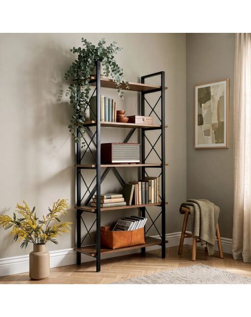 Librería Siena nogal venezia/negro - 90x180x34 cm