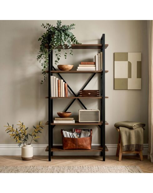 Librería Siena nogal venezia/negro - 90x180x34 cm