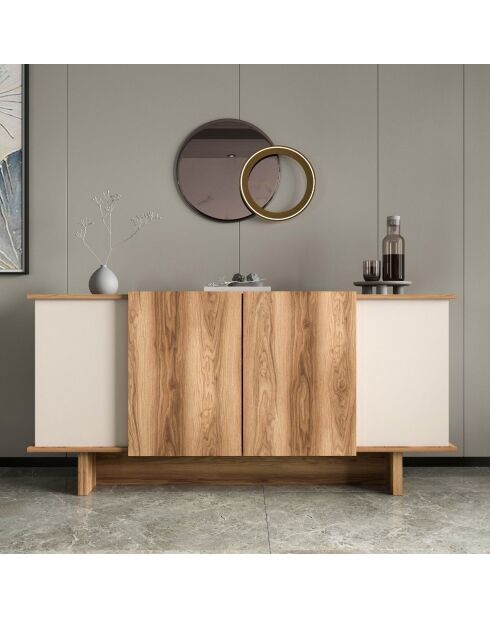 Consola Diana de arena y nogal - 180x81x40 cm