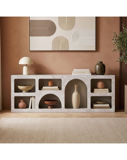 Consolle in marmo/arenaria Vega travertino - 160x51x40 cm
