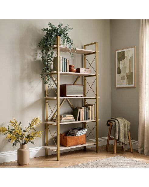 Librería Siena travertino/dorado - 90x180x34 cm