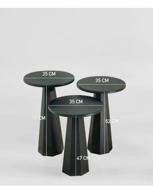 Set tavolino Lilyum (57+52+47) nero