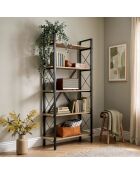 Librería Siena roble/negro - 90x180x34 cm