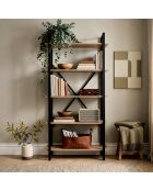 Librería Siena roble/negro - 90x180x34 cm