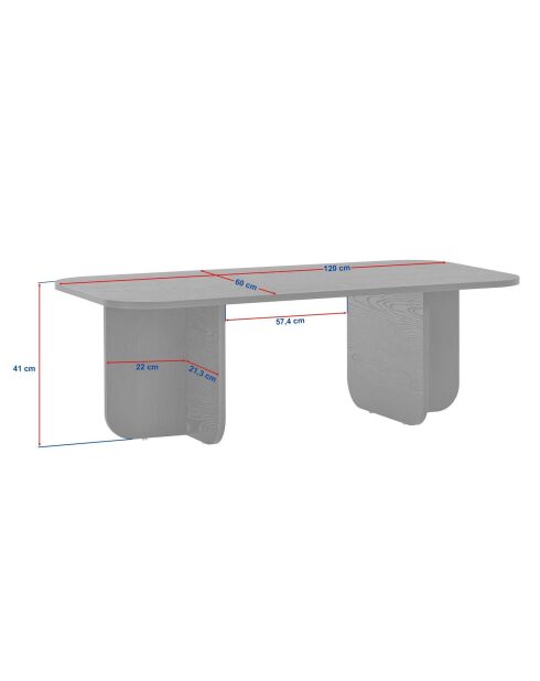 Akira Venezia Couchtisch aus Nussbaumholz - 120x41x60 cm