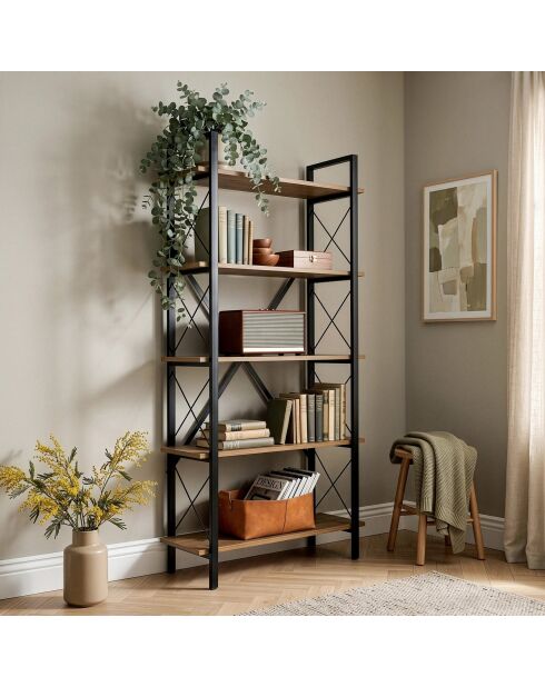 Librería Siena de pino atlántico/negro - 90x180x34 cm