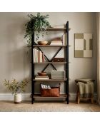 Librería Siena de pino atlántico/negro - 90x180x34 cm