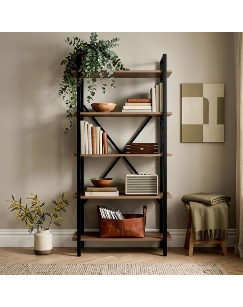 Librería Siena de pino atlántico/negro - 90x180x34 cm