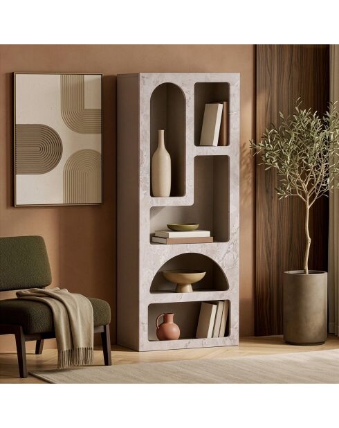 Librería Aria, mármol travertino/arenisca, 60 x 150 x 32 cm