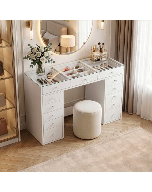 Witte kaptafel Lucia - 120x79,8x44,5 cm