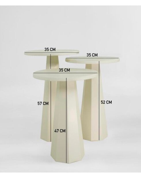 Set tavolino Lilyum (57+52+47) crema